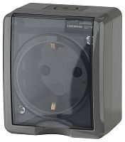 Розетка с заземлением накладная Эра Эксперт 1-м. IP54 серый Б0020713 картинка